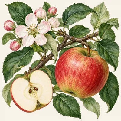 Dekoracyjna ilustracja: Jabłoń