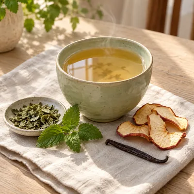 Composición de infusión: Melisa y manzana dorada