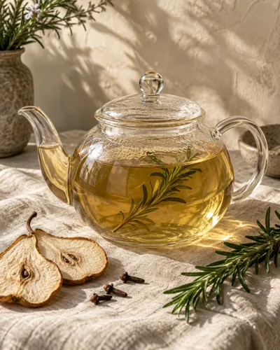Composición de infusión: Pera, romero y clavo